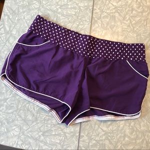 Purple Xhilaration Shorts with Polka Dot Waistband